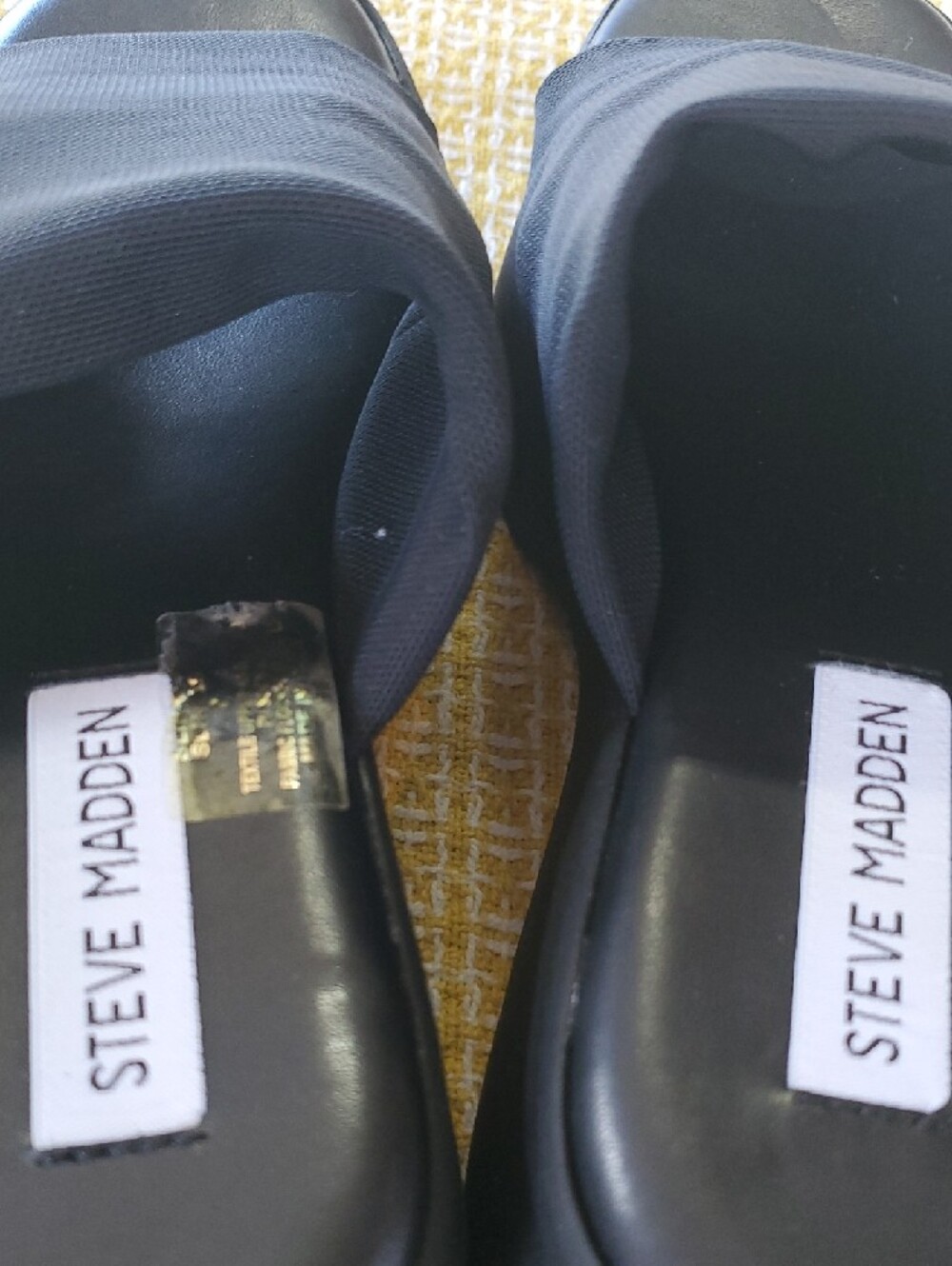 Steve Madden Black Square-Toe Slide Sandals - Picture 7 of 10